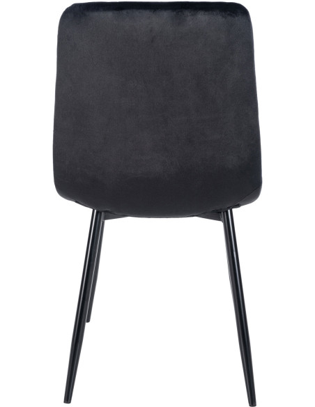Chaise moderne en Velours Noir Métal Noir Mat Delphine - 4