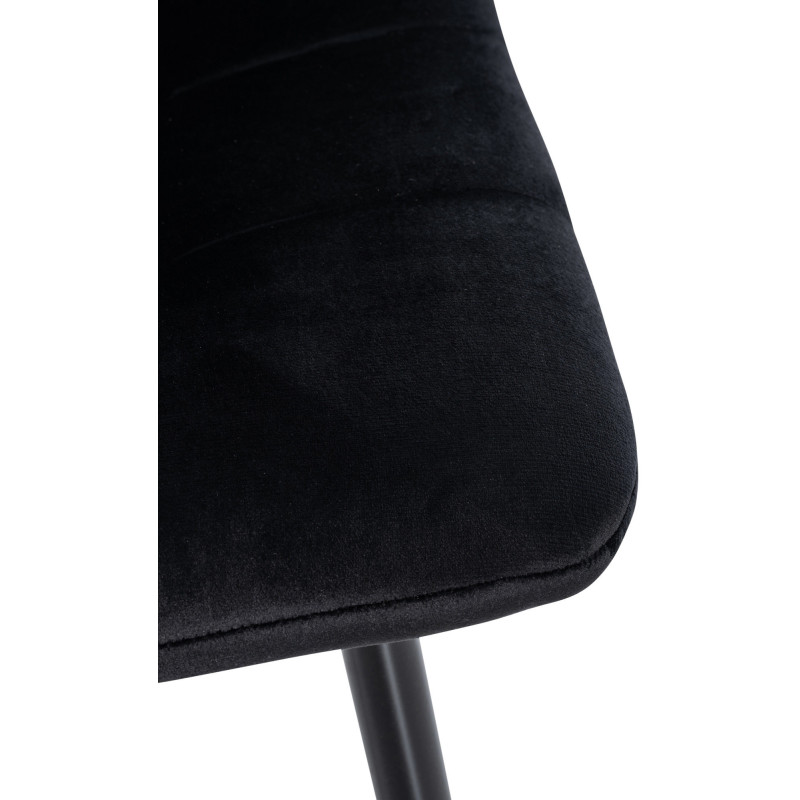 Chaise moderne en Velours Noir Métal Noir Mat Delphine - 7