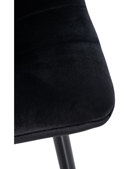Chaise moderne en Velours Noir Métal Noir Mat Delphine - 7