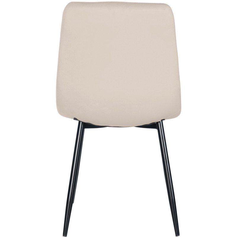 Chaise moderne en Velours Blanc crème Métal Noir Mat Delphine - 2