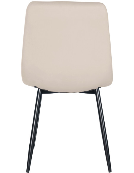 Chaise moderne en Velours Blanc crème Métal Noir Mat Delphine - 2