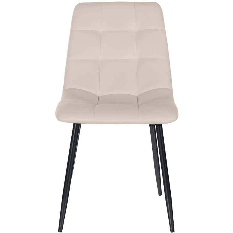 Chaise moderne en Velours Blanc crème Métal Noir Mat Delphine - 4