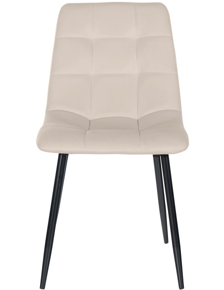 Chaise moderne en Velours Blanc crème Métal Noir Mat Delphine - 4