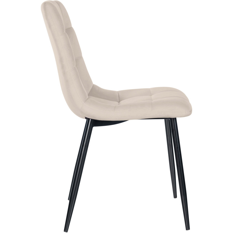 Chaise moderne en Velours Blanc crème Métal Noir Mat Delphine - 5