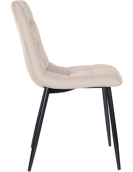 Chaise moderne en Velours Blanc crème Métal Noir Mat Delphine - 5