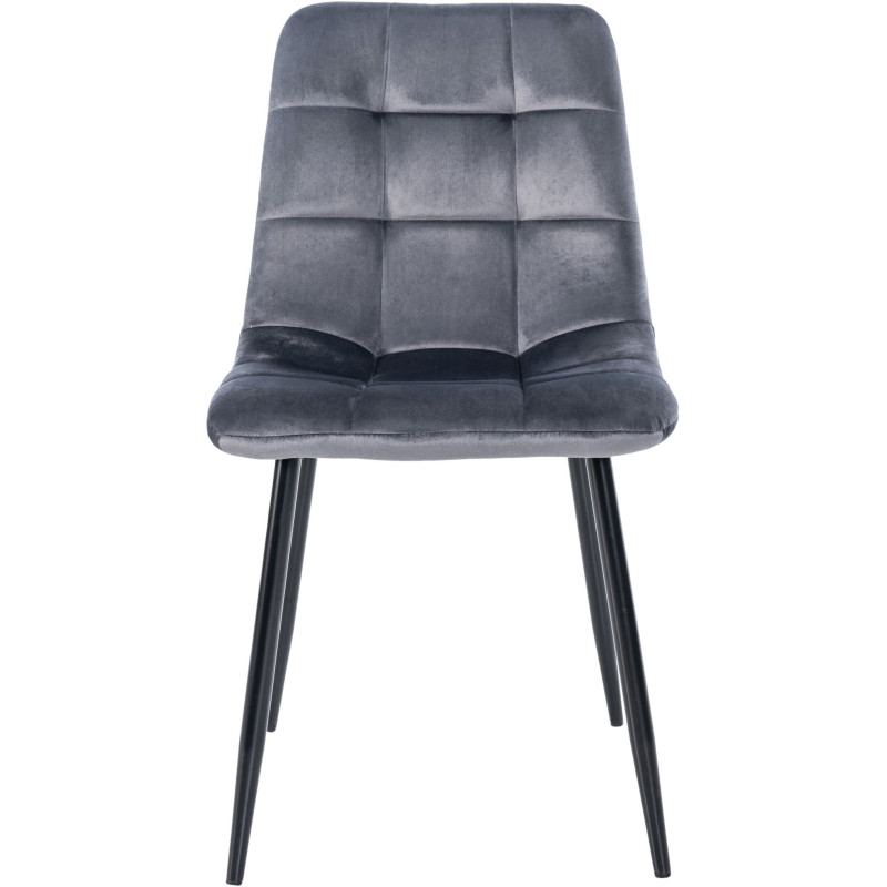 Chaise moderne en Velours Gris foncé Métal Noir Mat Delphine - 2