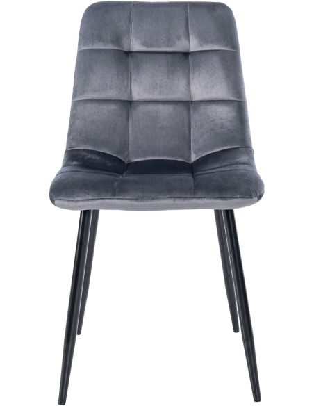 Chaise moderne en Velours Gris foncé Métal Noir Mat Delphine - 2
