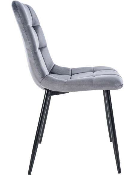 Chaise moderne en Velours Gris foncé Métal Noir Mat Delphine - 3