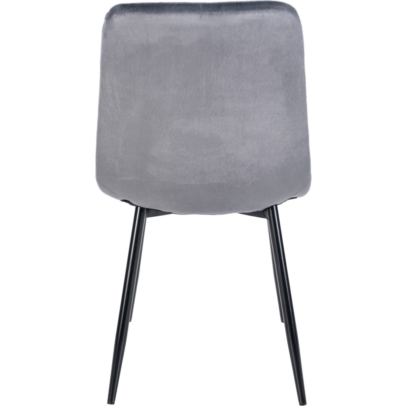 Chaise moderne en Velours Gris foncé Métal Noir Mat Delphine - 4