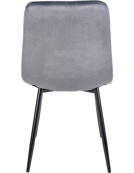 Chaise moderne en Velours Gris foncé Métal Noir Mat Delphine - 4