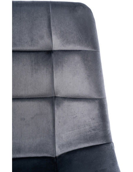 Chaise moderne en Velours Gris foncé Métal Noir Mat Delphine - 5