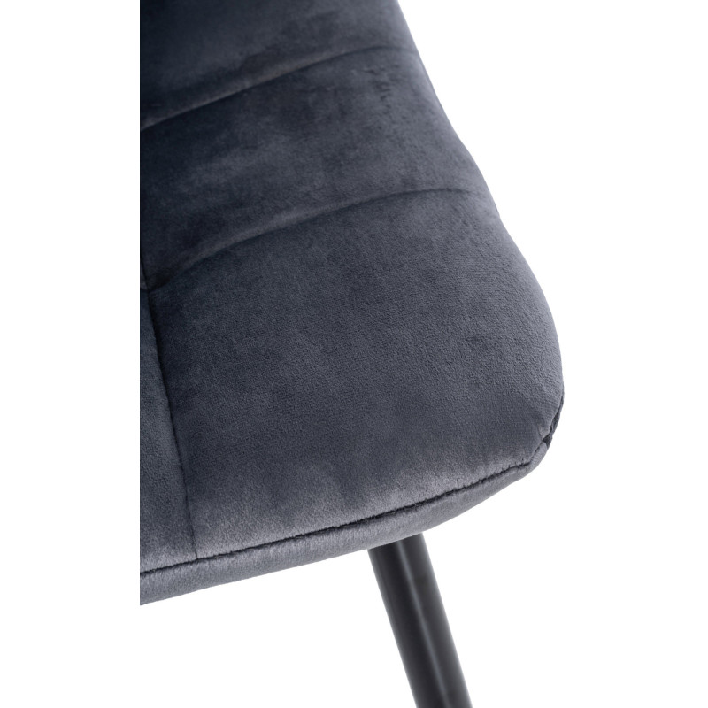 Chaise moderne en Velours Gris foncé Métal Noir Mat Delphine - 7