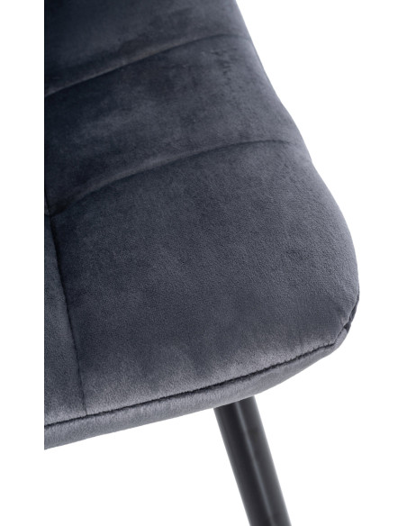 Chaise moderne en Velours Gris foncé Métal Noir Mat Delphine - 7