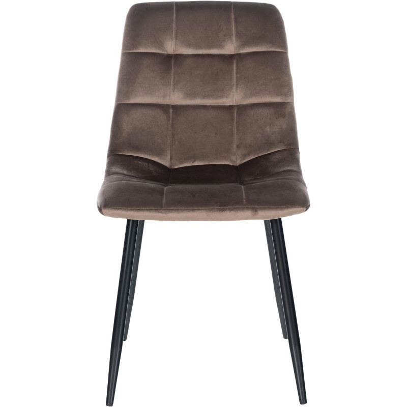 Chaise moderne en Velours Marron Métal Noir Mat Delphine - 2