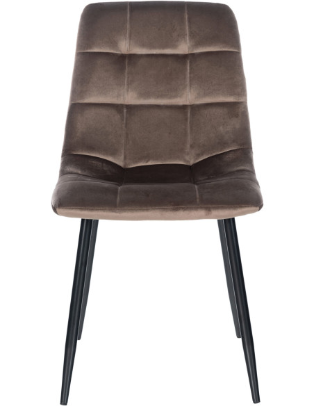 Chaise moderne en Velours Marron Métal Noir Mat Delphine - 2