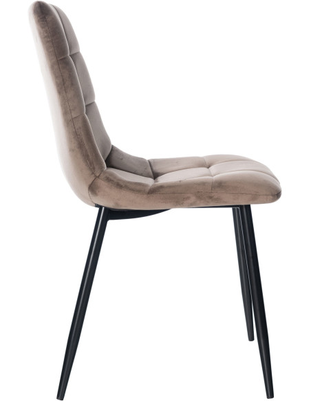 Chaise moderne en Velours Marron Métal Noir Mat Delphine - 3