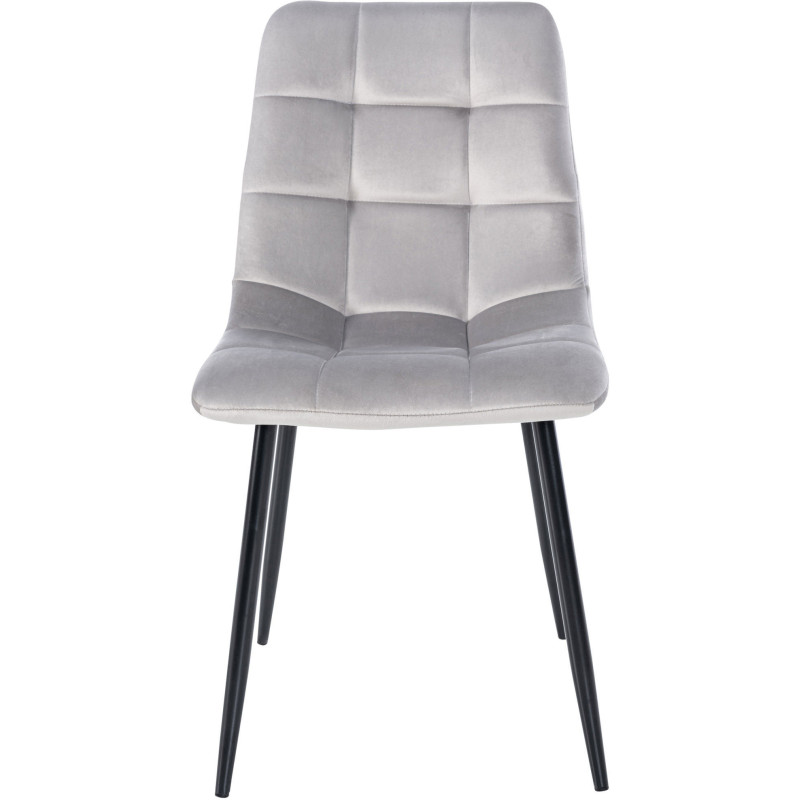 Chaise moderne en Velours Gris clair Métal Noir Mat Delphine - 2