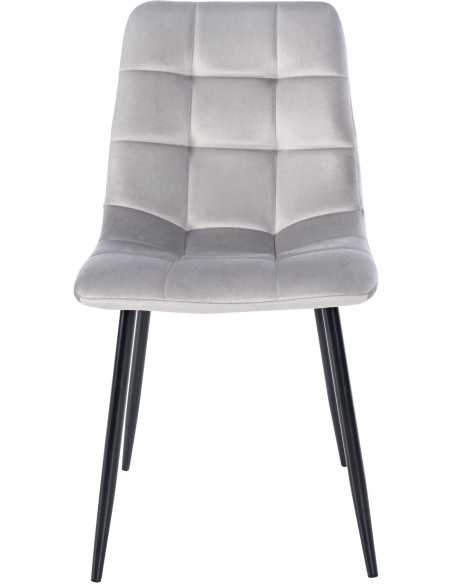 Chaise moderne en Velours Gris clair Métal Noir Mat Delphine - 2