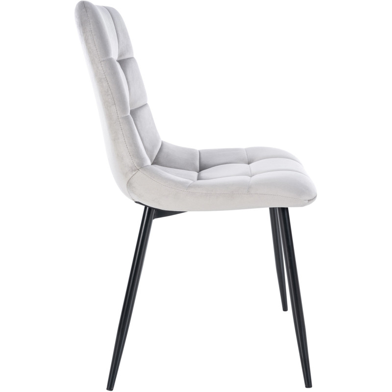Chaise moderne en Velours Gris clair Métal Noir Mat Delphine - 3