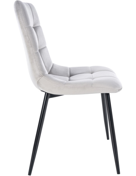 Chaise moderne en Velours Gris clair Métal Noir Mat Delphine - 3