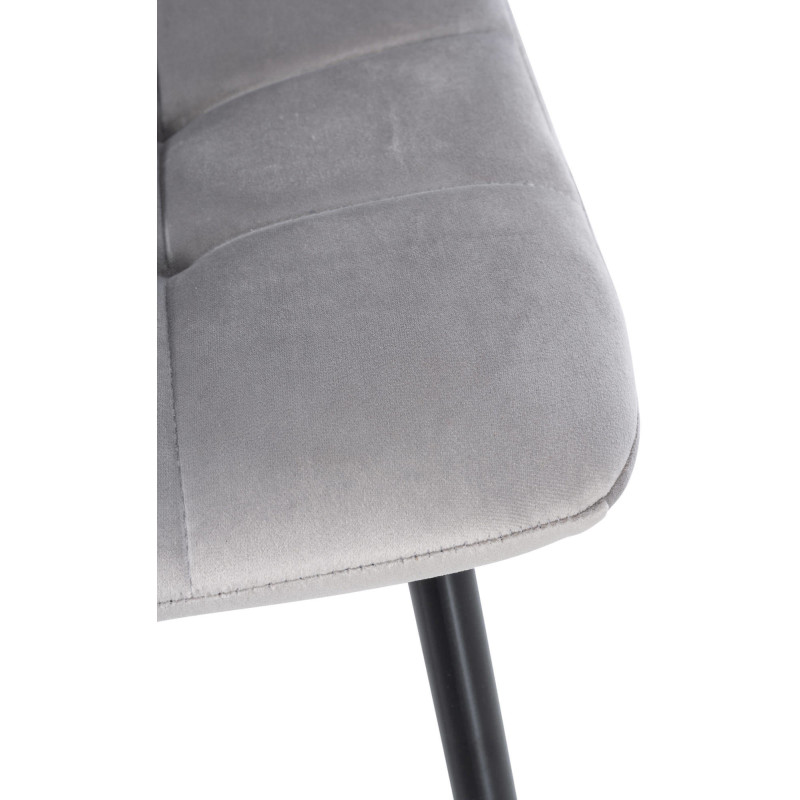 Chaise moderne en Velours Gris clair Métal Noir Mat Delphine - 7