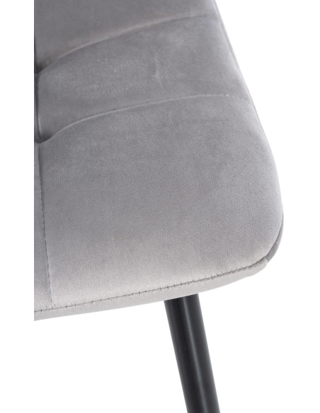Chaise moderne en Velours Gris clair Métal Noir Mat Delphine - 7