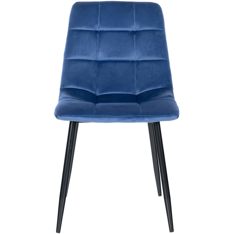 Chaise moderne en Velours Bleu clair Métal Noir Mat Delphine - 2