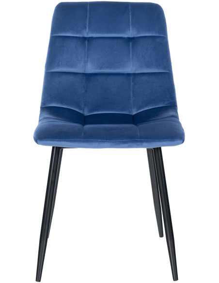 Chaise moderne en Velours Bleu clair Métal Noir Mat Delphine - 2