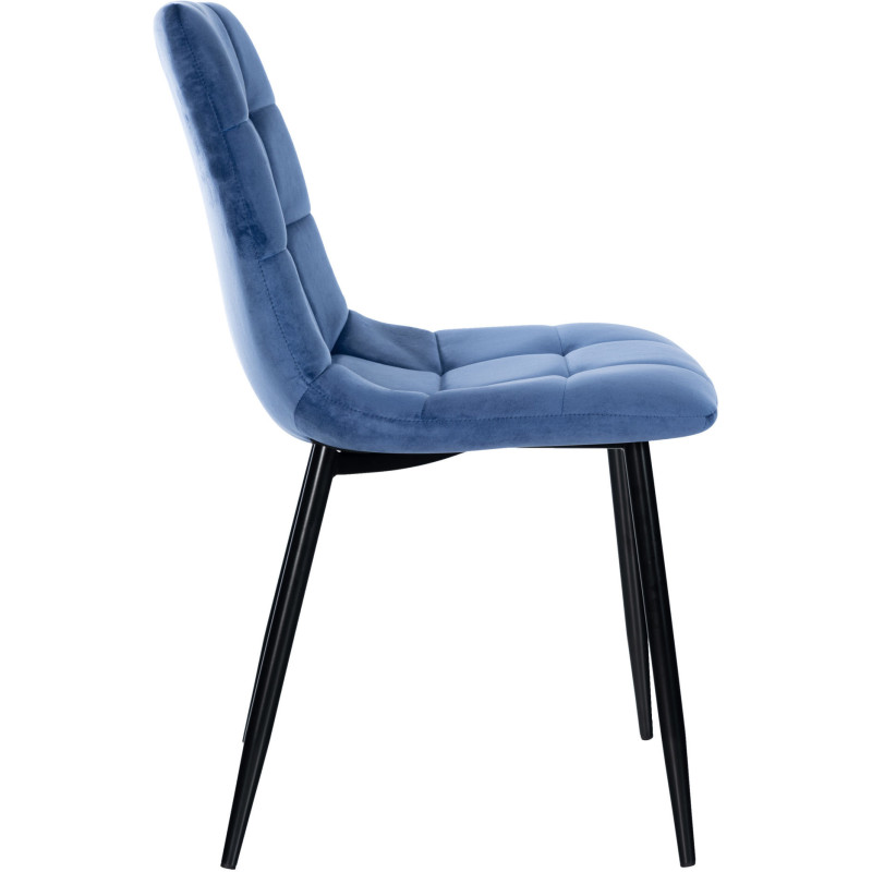 Chaise moderne en Velours Bleu clair Métal Noir Mat Delphine - 3