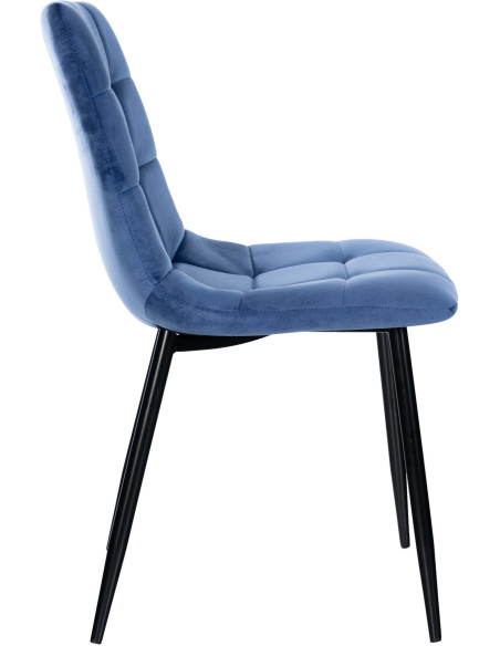Chaise moderne en Velours Bleu clair Métal Noir Mat Delphine - 3