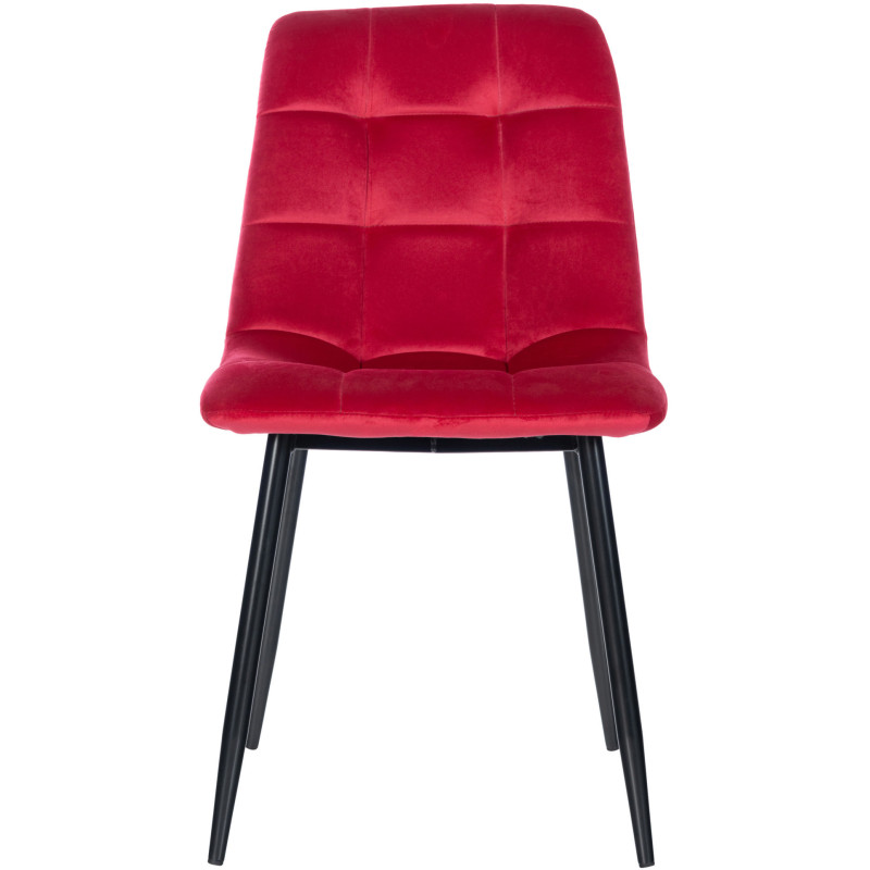 Chaise moderne en Velours Rouge Métal Noir Mat Delphine - 2