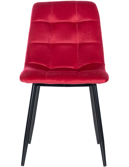 Chaise moderne en Velours Rouge Métal Noir Mat Delphine - 2
