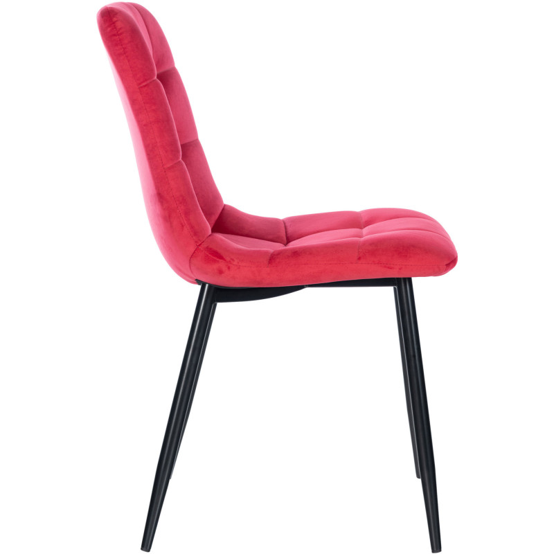 Chaise moderne en Velours Rouge Métal Noir Mat Delphine - 3