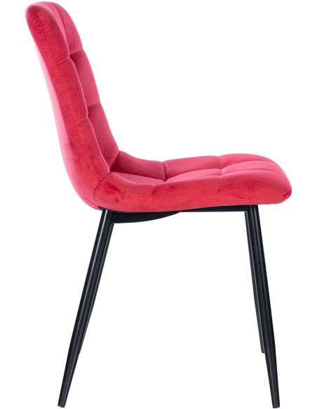 Chaise moderne en Velours Rouge Métal Noir Mat Delphine - 3