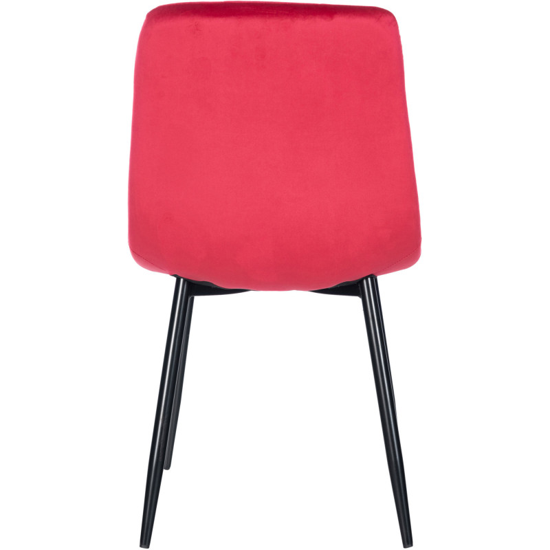 Chaise moderne en Velours Rouge Métal Noir Mat Delphine - 4