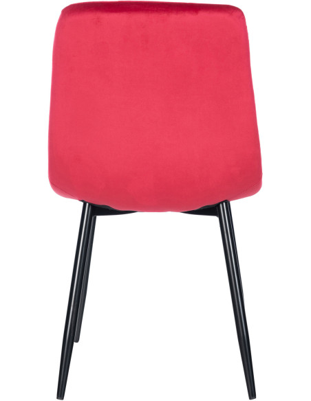 Chaise moderne en Velours Rouge Métal Noir Mat Delphine - 4