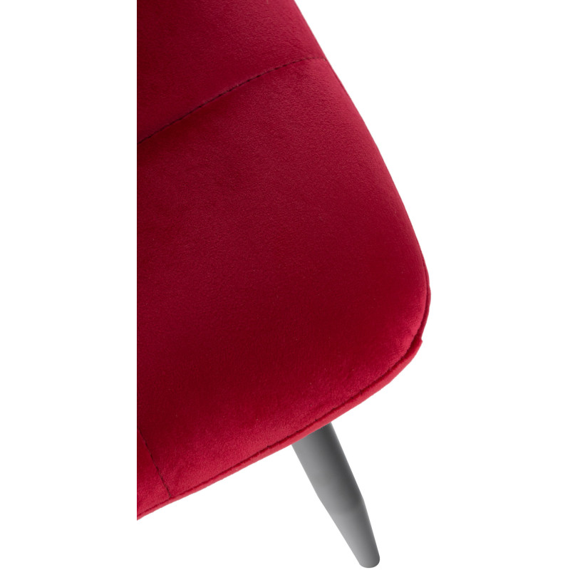 Chaise moderne en Velours Rouge Métal Noir Mat Delphine - 7