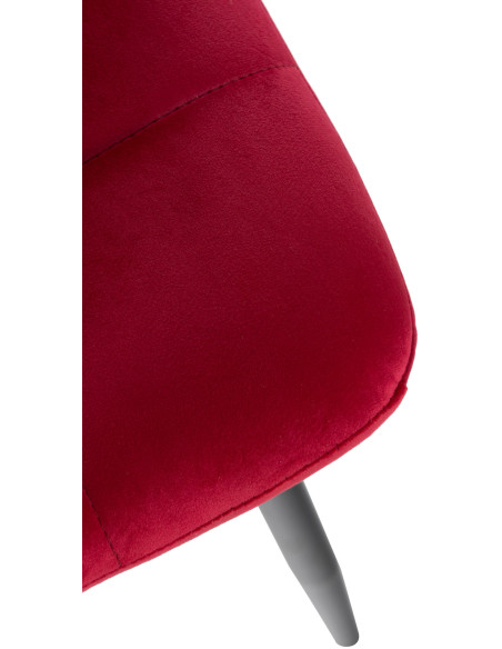 Chaise moderne en Velours Rouge Métal Noir Mat Delphine - 7