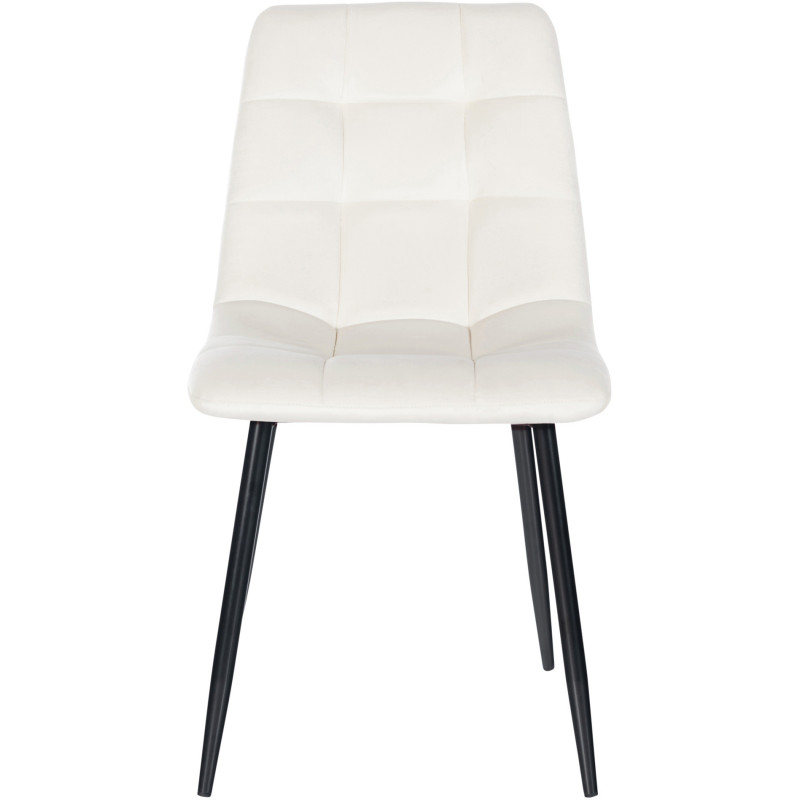 Chaise moderne en Velours Blanc Métal Noir Mat Delphine - 2