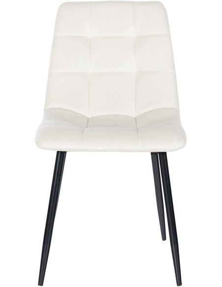 Chaise moderne en Velours Blanc Métal Noir Mat Delphine - 2