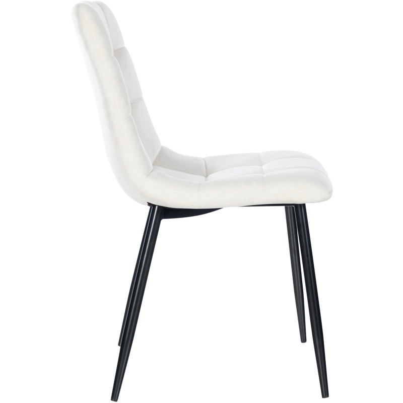 Chaise moderne en Velours Blanc Métal Noir Mat Delphine - 3