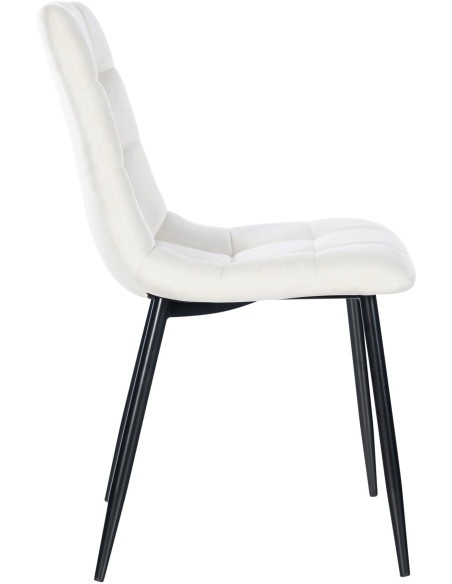 Chaise moderne en Velours Blanc Métal Noir Mat Delphine - 3