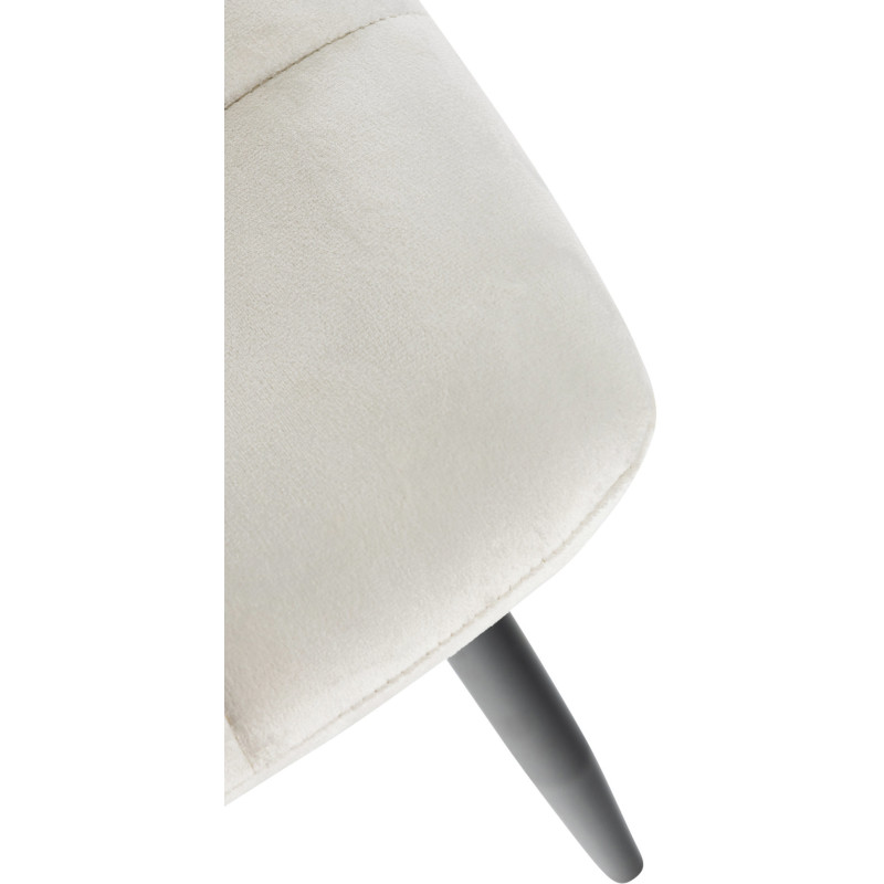 Chaise moderne en Velours Blanc Métal Noir Mat Delphine - 7