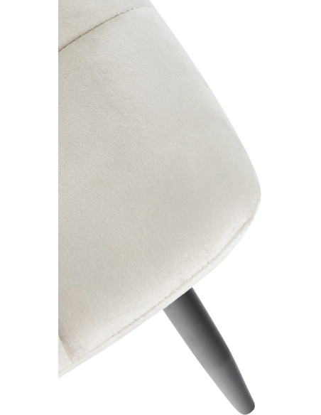 Chaise moderne en Velours Blanc Métal Noir Mat Delphine - 7