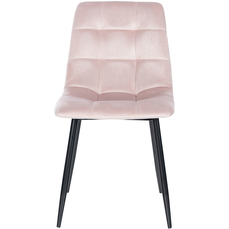 Chaise moderne en Velours Rose poudré Métal Noir Mat Delphine - 2