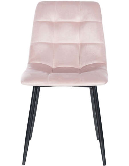 Chaise moderne en Velours Rose poudré Métal Noir Mat Delphine - 2