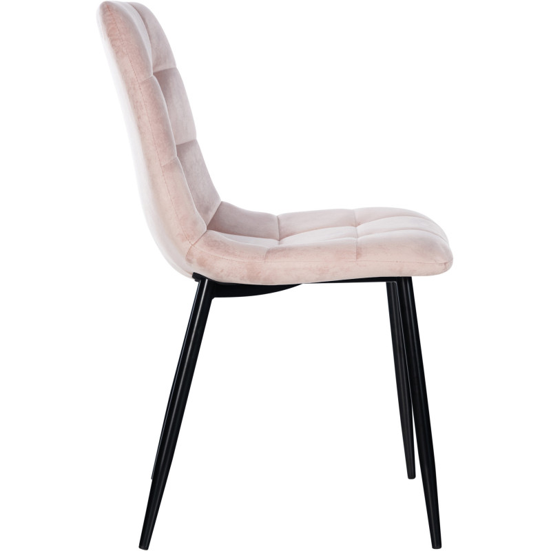 Chaise moderne en Velours Rose poudré Métal Noir Mat Delphine - 3