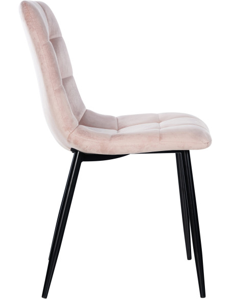 Chaise moderne en Velours Rose poudré Métal Noir Mat Delphine - 3