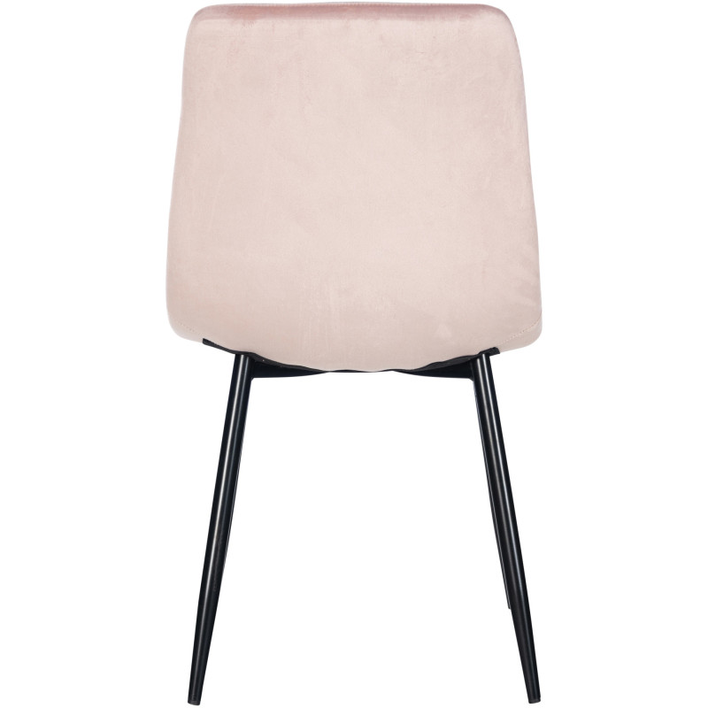 Chaise moderne en Velours Rose poudré Métal Noir Mat Delphine - 4