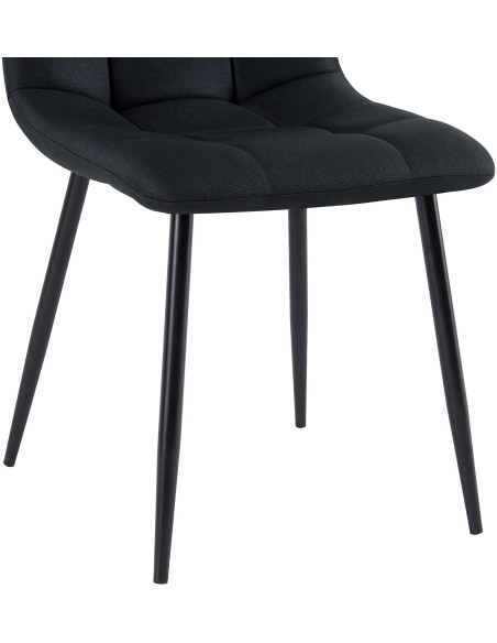 Chaise moderne en Tissu Noir Métal Noir Mat Delphine - 3